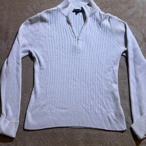 Jeanne Pierre Women Medium Cream 1/4 Zip Long Sleeve Pullover Cotton Sweater (W)